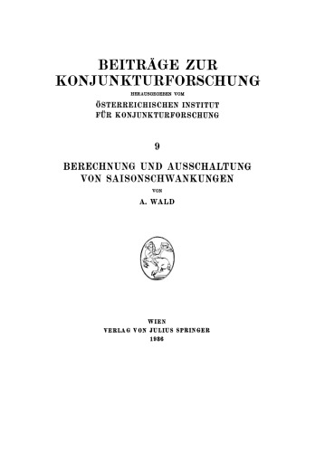 Berechnung und Ausschaltung von Saisonschwankungen