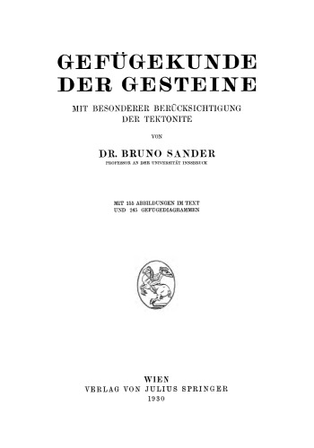 Gefügekunde der Gesteine: Mit Besonderer Berücksichtigung der Tektonite