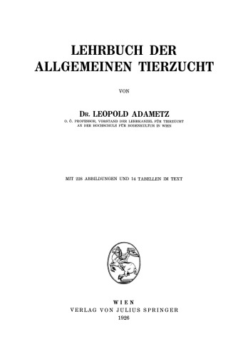 Lehrbuch der Allgemeinen Tierzucht