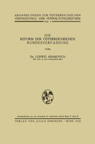 Die Reform der österreichischen Bundesverfassung
