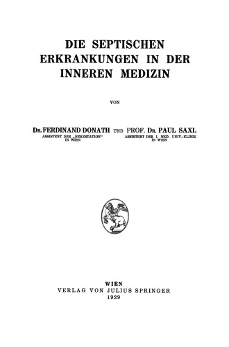 Die Septischen Erkrankungen in der Inneren Medizin