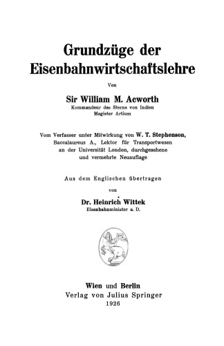 Grundzüge der Eisenbahnwirtschaftslehre