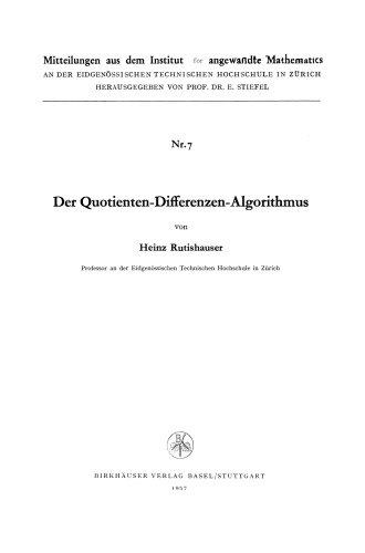 Der Quotienten-Differenzen-Algorithmus