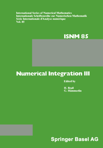 Numerical Integration III: Proceedings of the Conference held at the Mathematisches Forschungsinstitut, Oberwolfach, Nov. 8 – 14, 1987