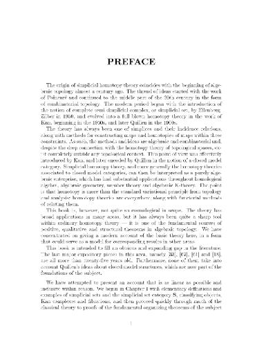 Simplicial Homotopy Theory