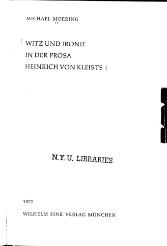 Witz und Ironie in der Prosa Heinrich von Kleists
