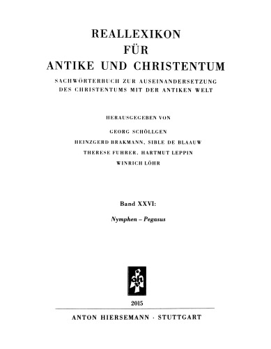 Reallexikon für Antike und Christentum 26 : Nymphen – Pegasus