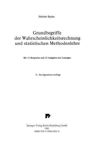 Grundbegriffe der Wahrscheinlichkeitsrechnung und statistischen Methodenlehre