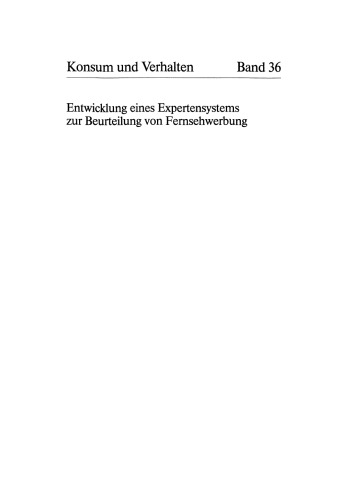 Entwicklung eines Expertensystems zur Beurteilung von Fernsehwerbung