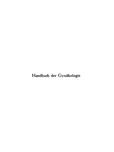 Handbuch der Gynäkologie