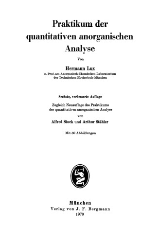 Praktikum der quantitativen anorganischen Analyse