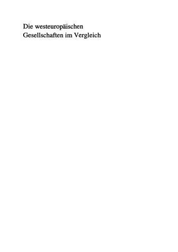 Die westeuropäischen Gesellschaften im Vergleich