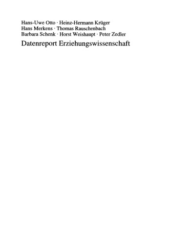 Datenreport Erziehungswissenschaft: Befunde und Materialien zur Lage und Entwicklung des Faches in der Bundesrepublik