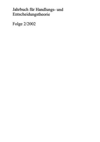 Jahrbuch für Handlungs- und Entscheidungstheorie: Folge 2/2002