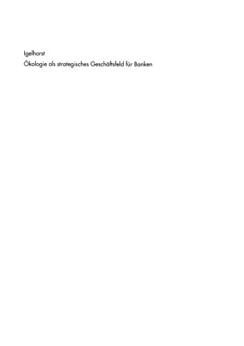 Ökologie als strategisches Geschäftsfeld für Banken