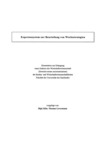 Expertensystem zur Beurteilung von Werbestrategien