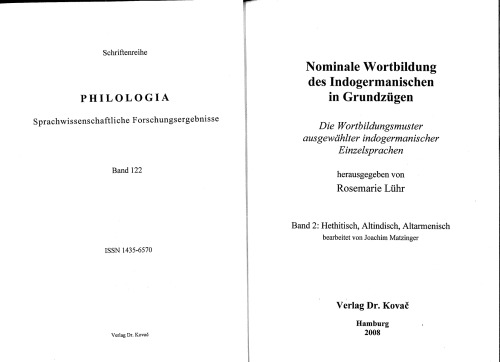 Nominale Wortbildung des Indogermanischen in Grundzügen : die Wortbildungsmuster ausgewählter indogermanischer Einzelsprachen