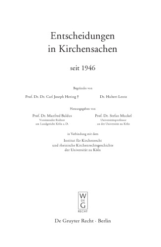 Entscheidungen in Kirchensachen seit 1946: Band 47 1.1.-31.12.2005
