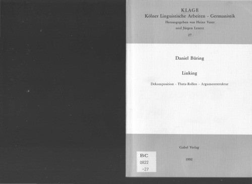 Linking : Dekomposition, Theta-Rollen, Argumentstruktur
