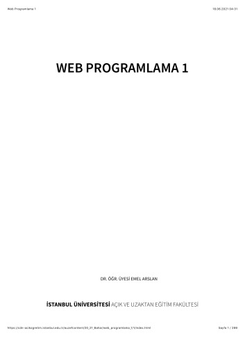 AUZEF Web Programlama 1 kitabi