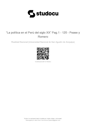 La política en el Perú del siglo XX [incompleto]