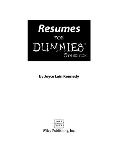 Resumes For Dummies