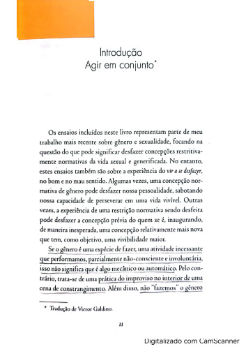 Introdução: Agir em conjunto In: BUTLER, J. Desfazendo gênero. Unesp, 2022