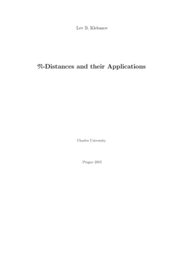N-distances and Their Applications