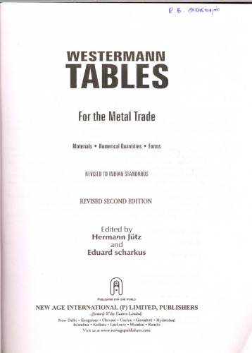 Westermann Tables For The Metal Trade