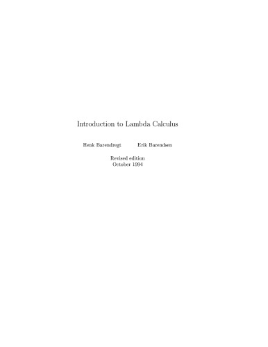 An introduction to lambda calculus