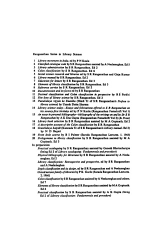 Prolegomena to Library Classification