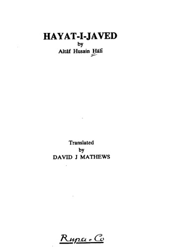 Hayat-i-Javed: a biographical account of Sir Sayyid
