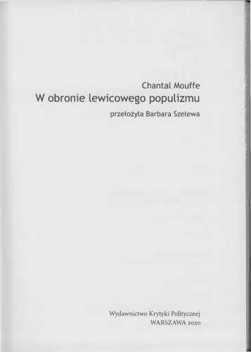W obronie lewicowego populizmu