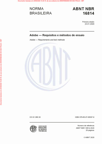 ABNT NBR 16814 - Adobe — Requisitos e métodos de ensaio