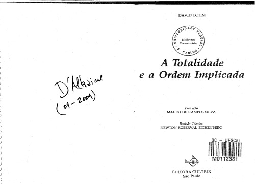 A Totalidade e a Ordem Implicada