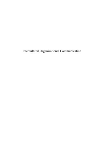 Intercultural Organizational Communication