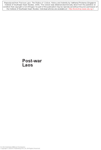 Post-war Laos : the politics of culture, history and identity