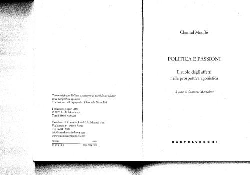 Politica e passioni: il ruolo degli affetti nella prospettiva agonistica