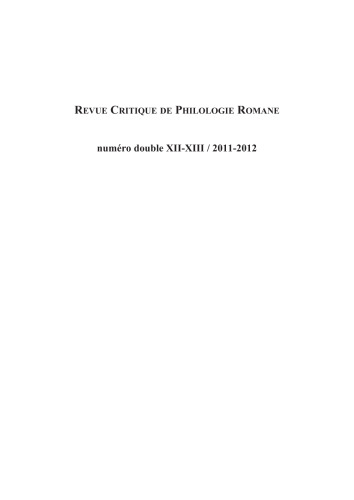 Revue critique de philologie romane - Volume 12-13