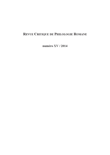 Revue critique de philologie romane - Volume 15