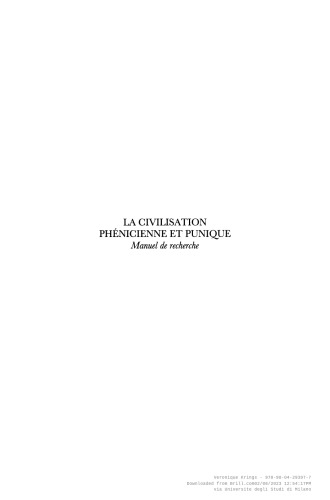 La civilisation phénicienne et punique: Manuel de recherche