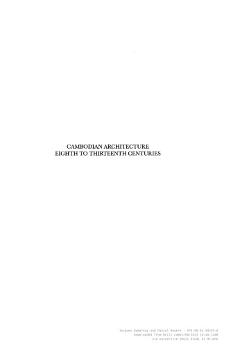 Cambodian Architecture, Eighth to Thirteenth Centuries