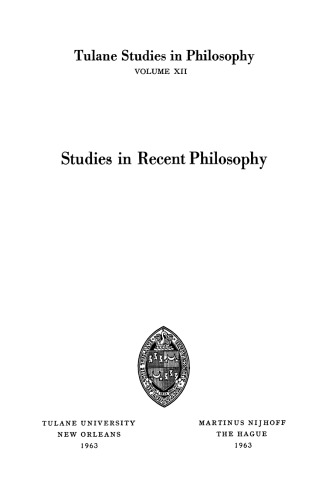 Studies in Recent Philosophy