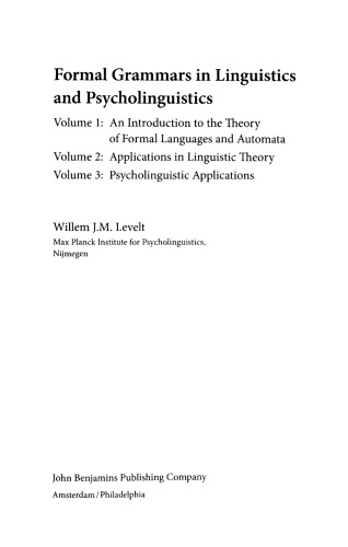 Formal grammars in linguistics and psycholinguistics /