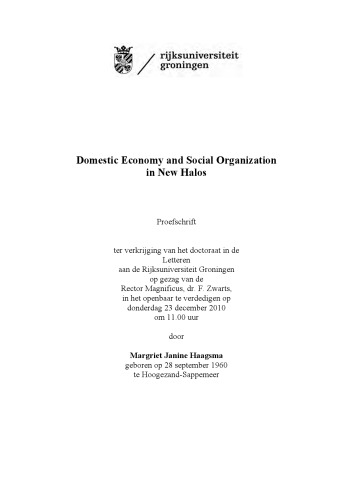 Domestic Economy and Social Organization in New Halos