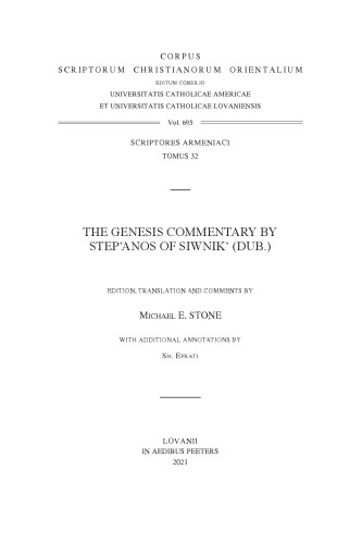 The Genesis Commentary by Step'anos of Siwnik (DUB.)