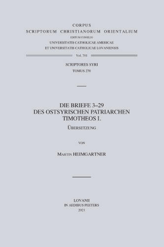 Die Briefe 3-29 des ostsyrischen Patriarchen Timotheos I.