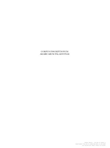 Corpus Inscriptionum Arabicarum Palaestinae, Volume Three: -D-F-