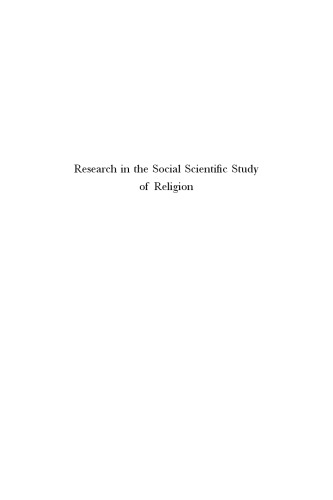 Research in the Social Scientific Study of Religion, Volume 20