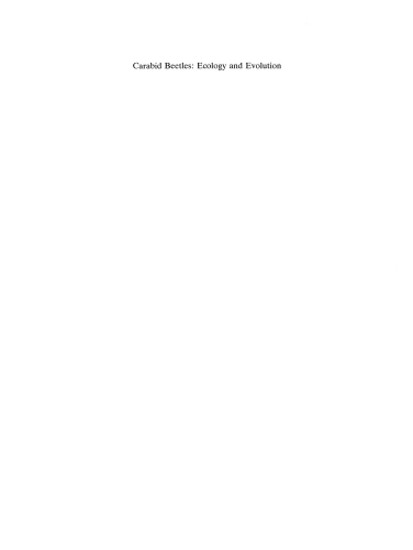 Carabid Beetles: Ecology and Evolution